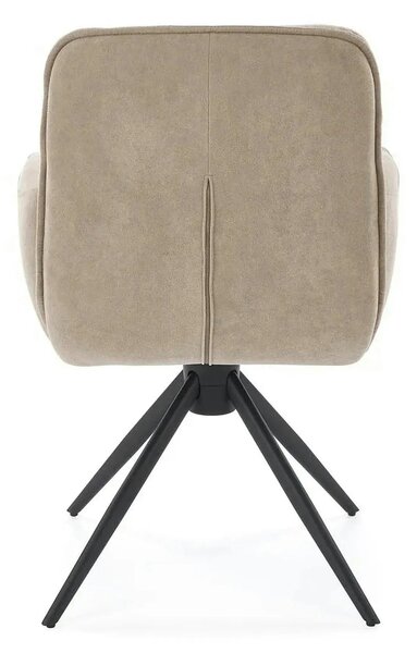 Scaun K574, bej inchis/negru, stofa catifelata/otel, 60x60x88 cm