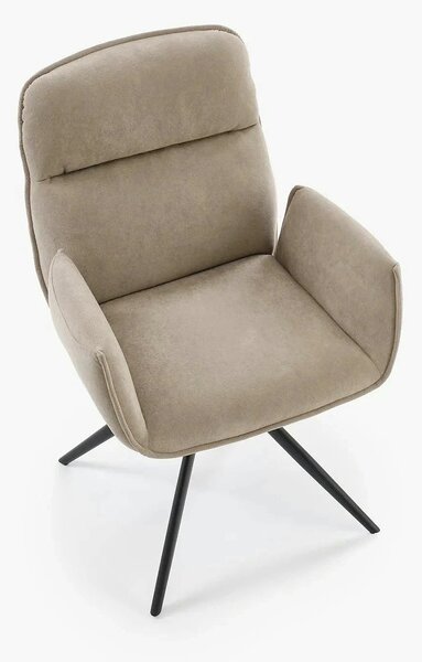 Scaun K574, bej inchis/negru, stofa catifelata/otel, 60x60x88 cm