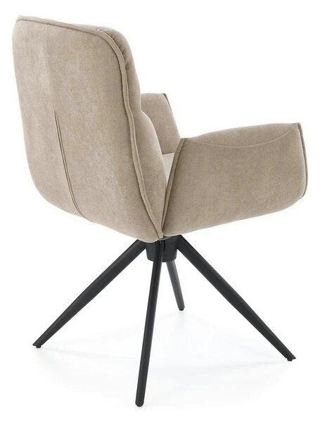 Scaun K574, bej inchis/negru, stofa catifelata/otel, 60x60x88 cm