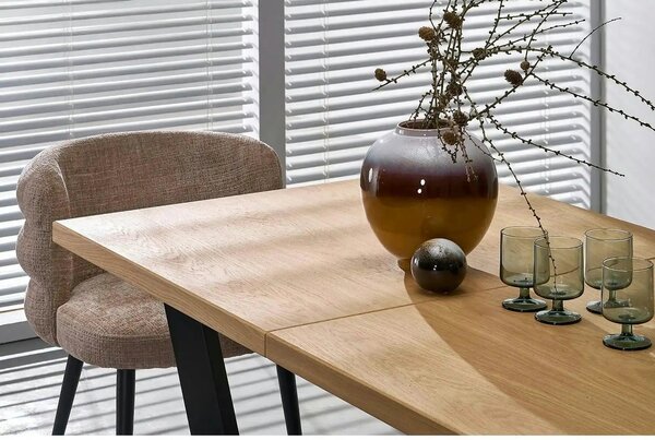Scaun de sufragerie tapitat K575, bej - Cremona 14, stofa catifelata/o