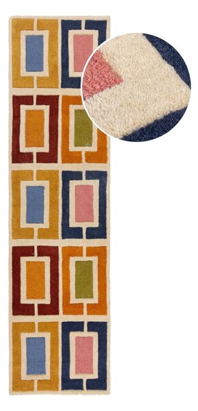 Covor tip traversă țesut manual din lână 60x230 cm Retro Blocks – Flair Rugs