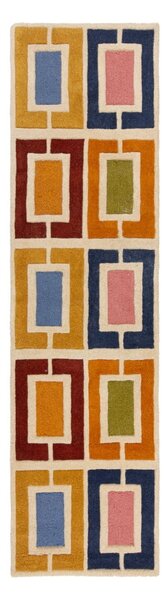 Covor tip traversă țesut manual din lână 60x230 cm Retro Blocks – Flair Rugs