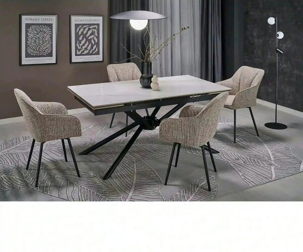 Scaun K576, bej/negru, stofa clasica/otel, 54x60x85 cm