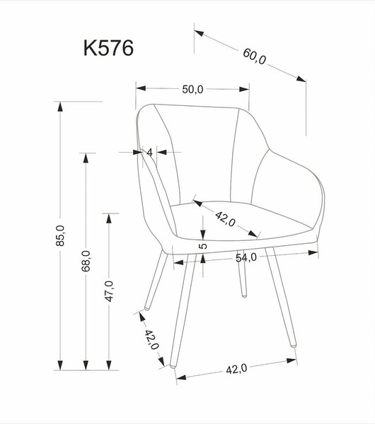Scaun K576, gri/negru, stofa clasica/otel, 54x60x85 cm