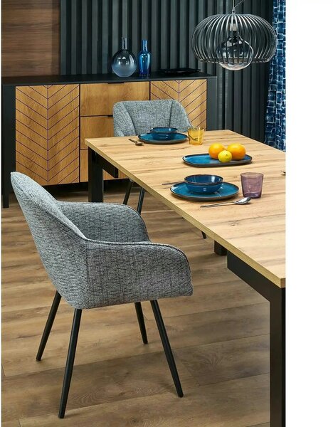 Scaun K576, gri/negru, stofa clasica/otel, 54x60x85 cm