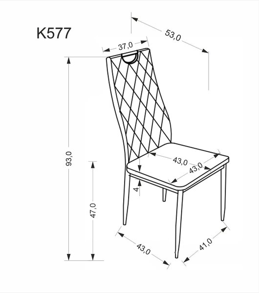 Scaun K577, negru - HLR 66, stofa catifelata/otel, 43x53x93 cm