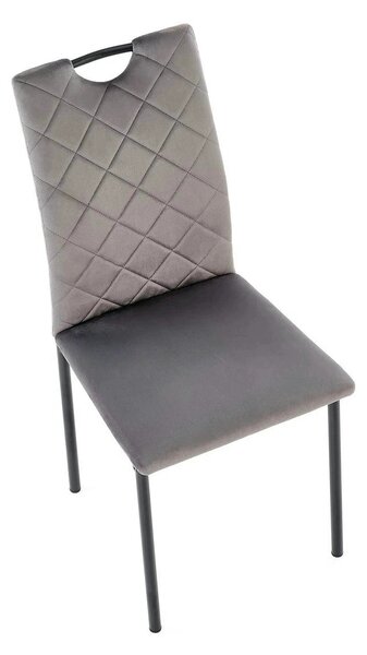 Scaun K577, gri - HLR 21, stofa catifelata/otel, 43x53x93 cm