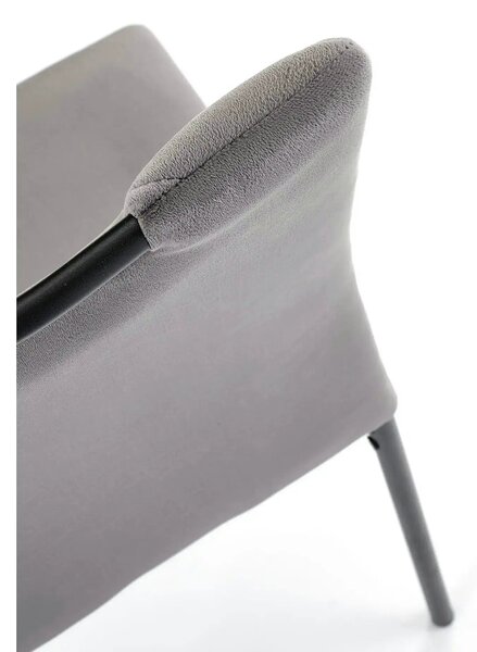 Scaun K577, gri - HLR 21, stofa catifelata/otel, 43x53x93 cm