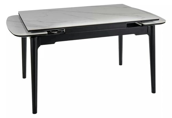Masa extensibila SENTO, alb cu efect de marmura, ceramica/lemn, 120/18