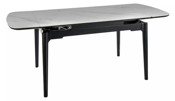Masa extensibila SENTO, alb cu efect de marmura, ceramica/lemn, 120/18