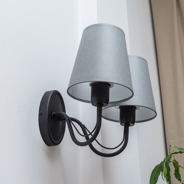 Aplica de perete MALBO 2xE27/15W/230V gri/negru