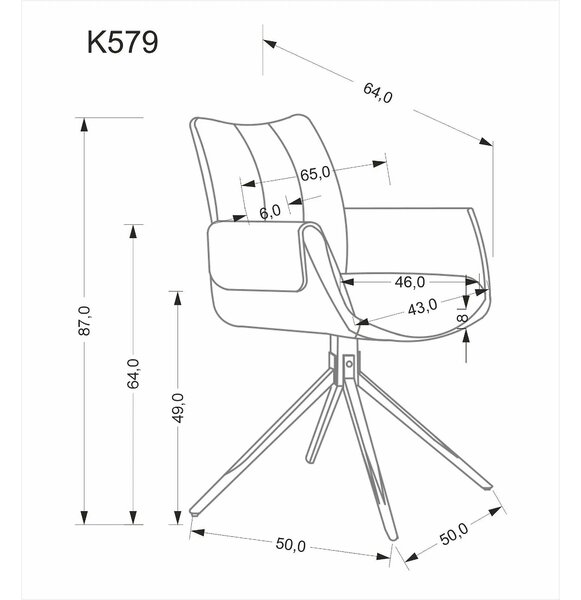 Scaun K579, maro/negru, stofa clasica/piele ecologica/otel, 65x64x87 c