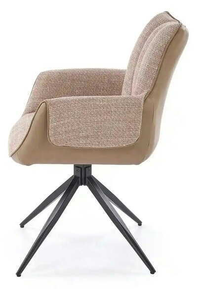 Scaun K579, maro/negru, stofa clasica/piele ecologica/otel, 65x64x87 c