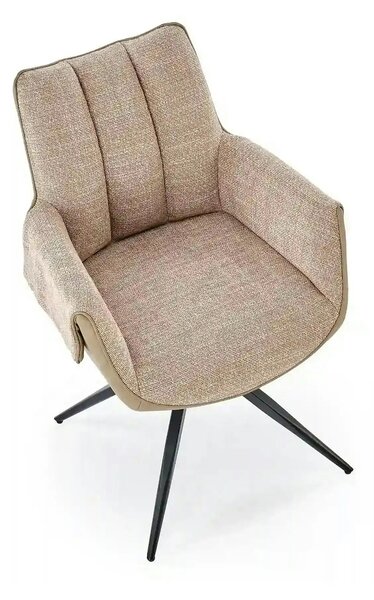 Scaun K579, maro/negru, stofa clasica/piele ecologica/otel, 65x64x87 c