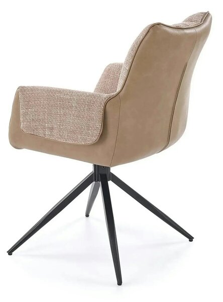 Scaun K579, maro/negru, stofa clasica/piele ecologica/otel, 65x64x87 c