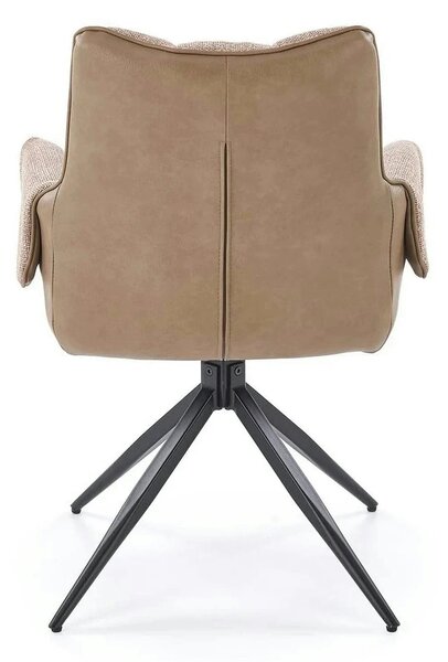 Scaun K579, maro/negru, stofa clasica/piele ecologica/otel, 65x64x87 c