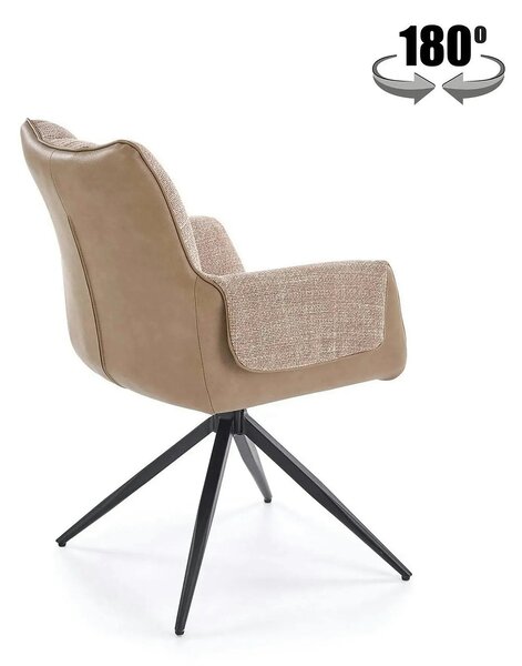 Scaun K579, maro/negru, stofa clasica/piele ecologica/otel, 65x64x87 c