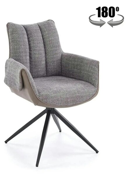 Scaun K579, gri/negru, stofa clasica/piele ecologica/otel, 65x64x87 cm