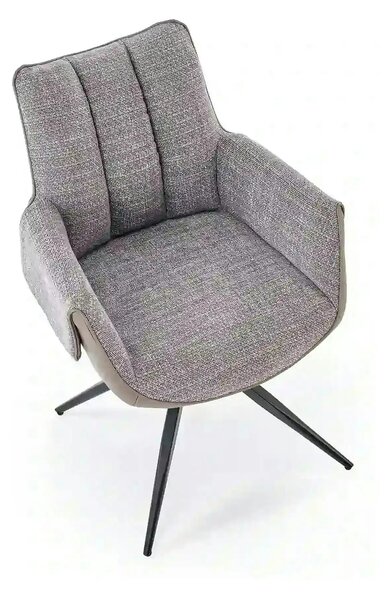 Scaun K579, gri/negru, stofa clasica/piele ecologica/otel, 65x64x87 cm