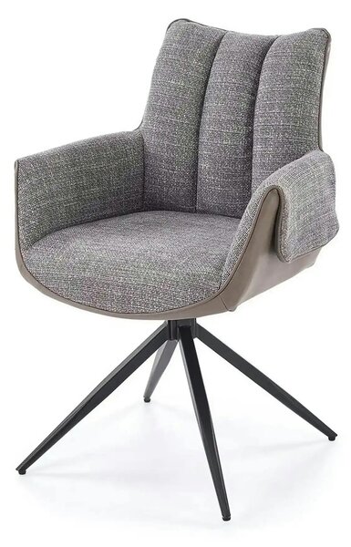 Scaun K579, gri/negru, stofa clasica/piele ecologica/otel, 65x64x87 cm