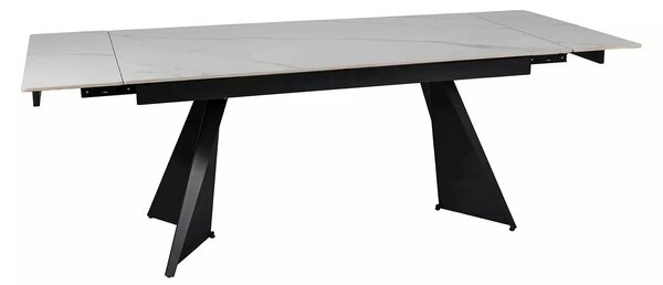 Masa extensibila LACONI, alb cu efect de marmura, ceramica/metal, 160/