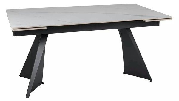 Masa extensibila LACONI, alb cu efect de marmura, ceramica/metal, 160/
