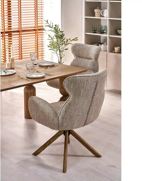 Scaun K585, bej inchis/stejar, stofa clasica/lemn, 63x64x93 cm