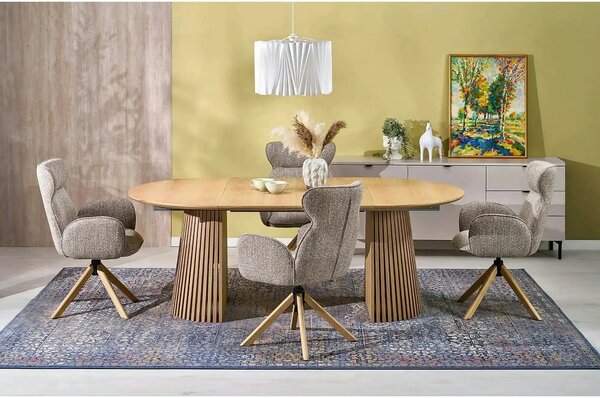 Scaun K585, bej inchis/stejar, stofa clasica/lemn, 63x64x93 cm