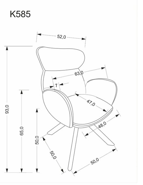 Scaun K585, bej inchis/stejar, stofa clasica/lemn, 63x64x93 cm