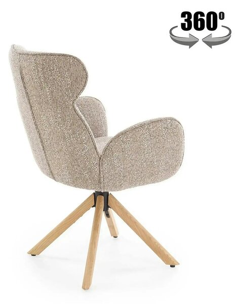 Scaun K585, bej inchis/stejar, stofa clasica/lemn, 63x64x93 cm