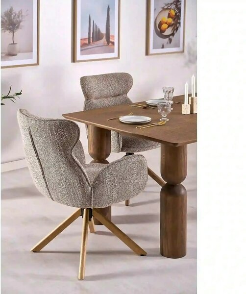 Scaun K585, bej inchis/stejar, stofa clasica/lemn, 63x64x93 cm