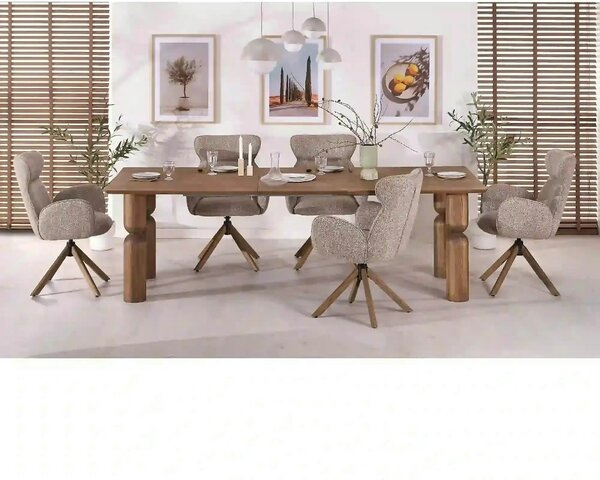 Scaun K585, bej inchis/stejar, stofa clasica/lemn, 63x64x93 cm
