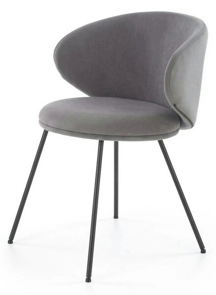 Scaun K587, gri - Mavel 14, stofa catifelata/otel, 60x58x77 cm
