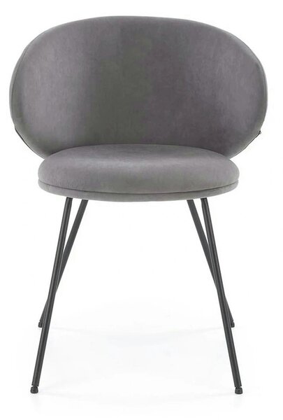 Scaun K587, gri - Mavel 14, stofa catifelata/otel, 60x58x77 cm