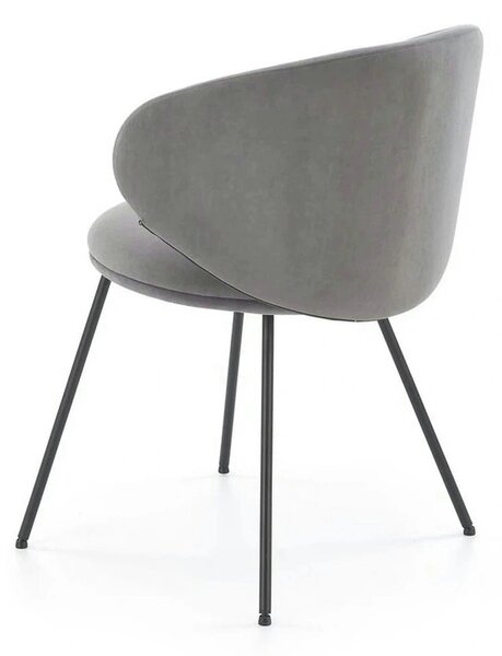 Scaun K587, gri - Mavel 14, stofa catifelata/otel, 60x58x77 cm