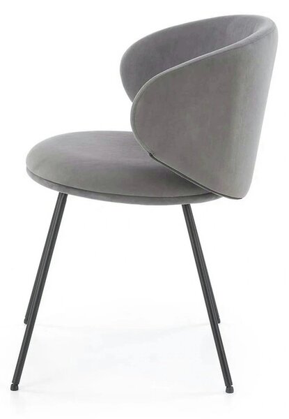 Scaun K587, gri - Mavel 14, stofa catifelata/otel, 60x58x77 cm