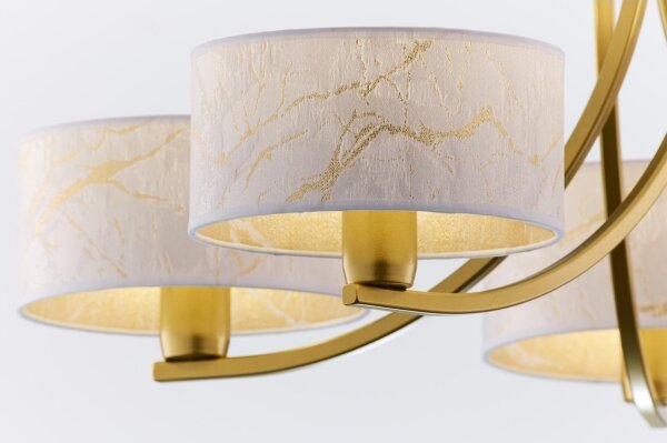 Jupiter 2097 - Candelabru suspendat pe lanț ARTHUR 5xE27/15W/230V alb/auriu/decor marmură