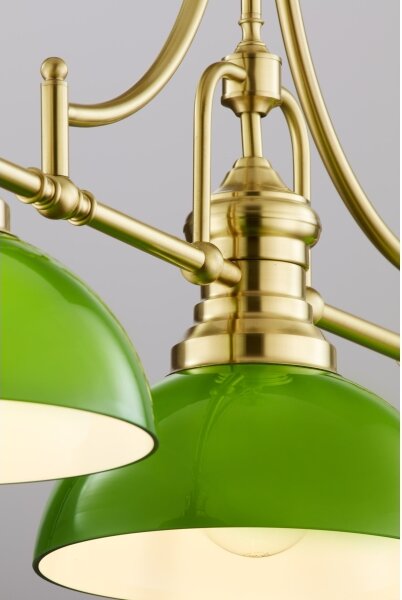 Lustră cu tijă PLATINO Jupiter 2074, 3xE27/15W/230V, verde/auriu