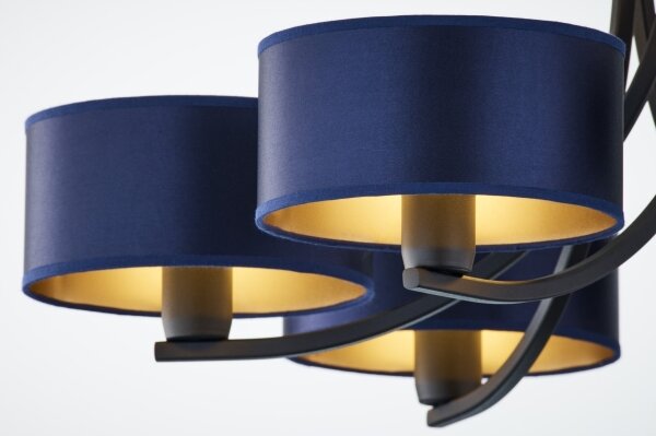 Jupiter 2102 - Candelabru cu lanț ARTHUR 6xE27/15W/230V albastru/negru