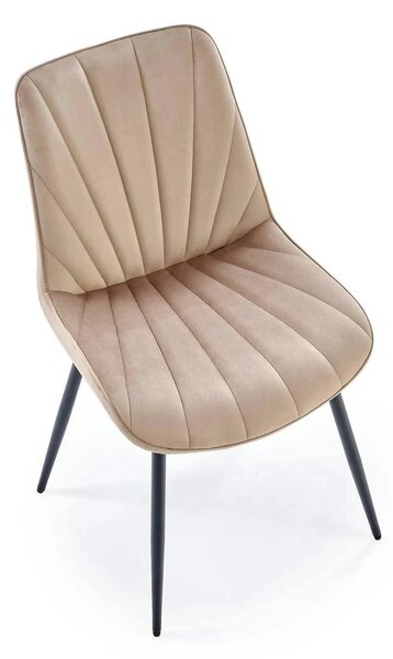 Scaun de sufragerie tapitat K589, bej - Bluvel 40, stofa catifelata/ot