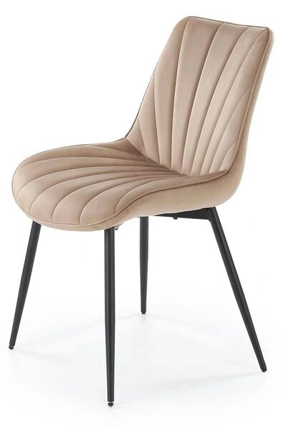 Scaun de sufragerie tapitat K589, bej - Bluvel 40, stofa catifelata/ot
