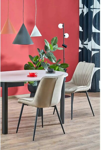 Scaun de sufragerie tapitat K589, bej - Bluvel 40, stofa catifelata/ot