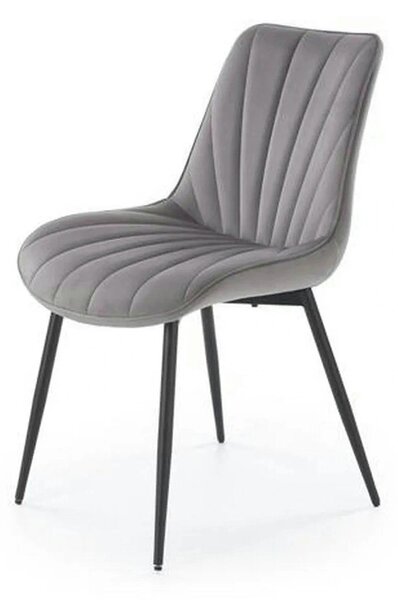 Scaun K589, gri - Bluvel 14, stofa catifelata/otel, 50x63x87 cm