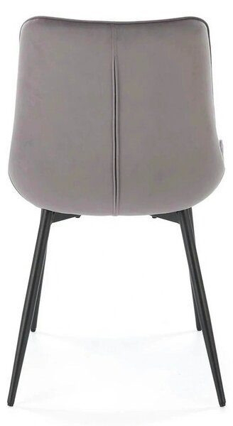 Scaun K589, gri - Bluvel 14, stofa catifelata/otel, 50x63x87 cm