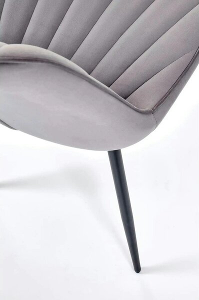 Scaun K589, gri - Bluvel 14, stofa catifelata/otel, 50x63x87 cm