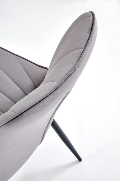 Scaun K589, gri - Bluvel 14, stofa catifelata/otel, 50x63x87 cm