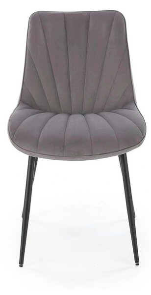 Scaun K589, gri - Bluvel 14, stofa catifelata/otel, 50x63x87 cm