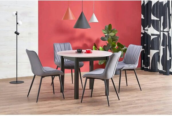 Scaun K589, gri - Bluvel 14, stofa catifelata/otel, 50x63x87 cm