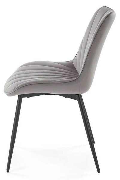 Scaun K589, gri - Bluvel 14, stofa catifelata/otel, 50x63x87 cm
