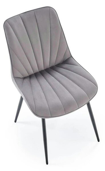 Scaun K589, gri - Bluvel 14, stofa catifelata/otel, 50x63x87 cm
